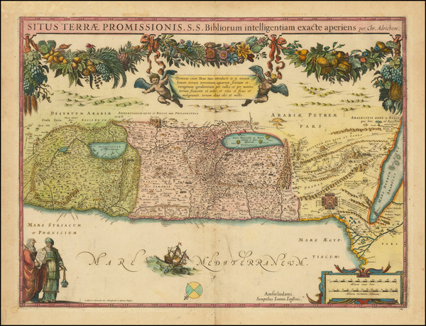 36-Holy Land Map By Henricus Hondius