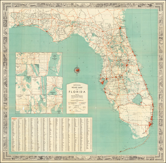 36-Florida and Pictorial Maps Map By Florida State Road Department