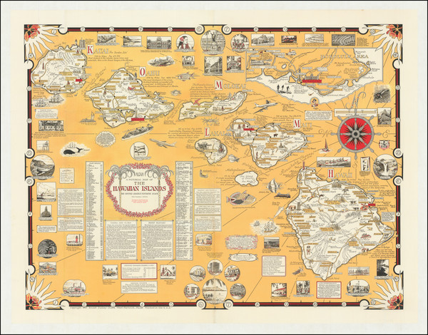 40-Hawaii, Hawaii and Pictorial Maps Map By Ernest Dudley Chase