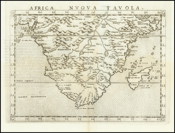 39-South Africa Map By Girolamo Ruscelli