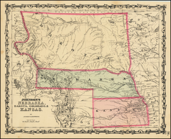 91-Plains, South Dakota and Rocky Mountains Map By Alvin Jewett Johnson  &  Ross C. Browning