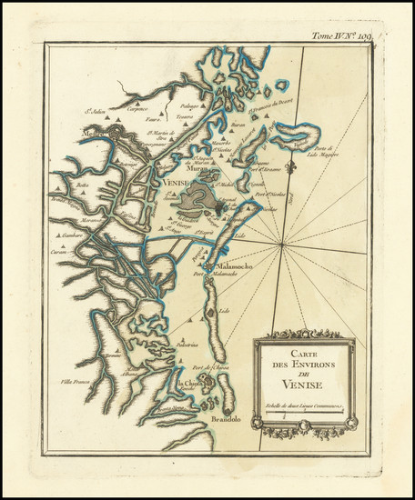 95-Northern Italy and Venice Map By Jacques Nicolas Bellin