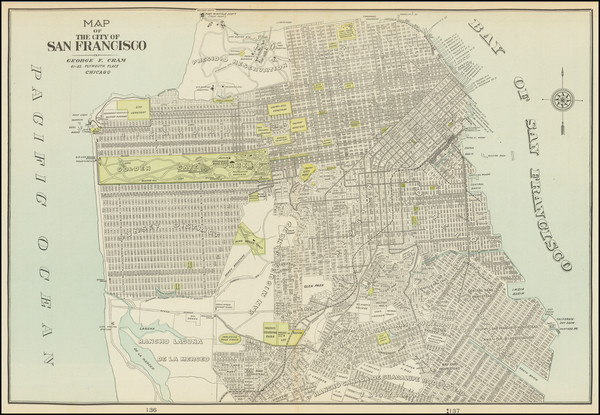 3-San Francisco & Bay Area Map By George F. Cram