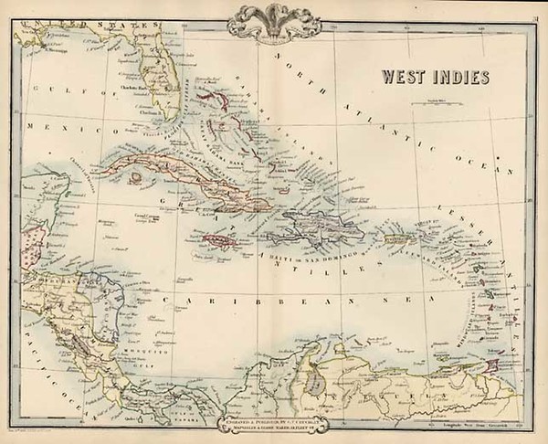 21-Caribbean Map By G.F. Cruchley