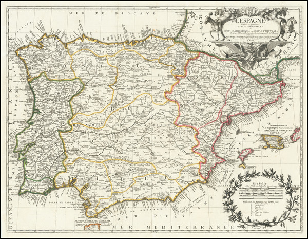 38-Spain and Portugal Map By Jean-Baptiste Nolin