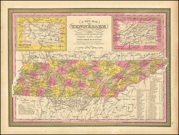 38-Tennessee Map By Samuel Augustus Mitchell