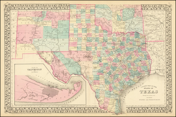 85-Texas Map By Samuel Augustus Mitchell Jr.