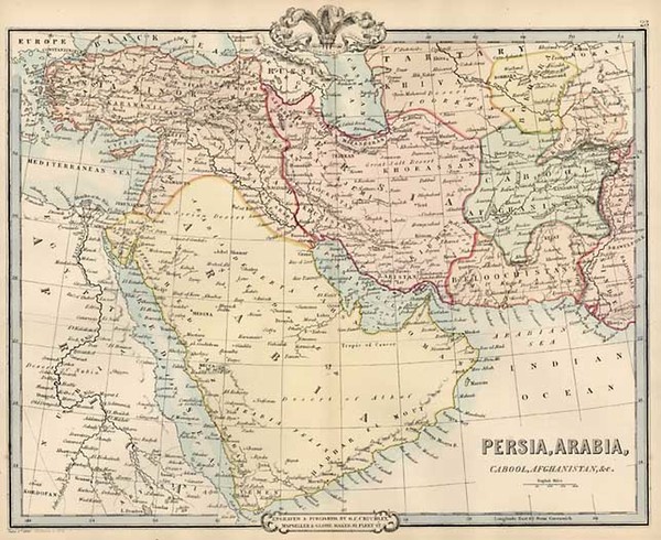 66-Asia, Central Asia & Caucasus and Middle East Map By G.F. Cruchley