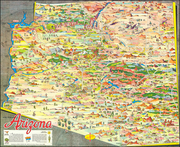 60-Arizona and Pictorial Maps Map By Don Bloodgood