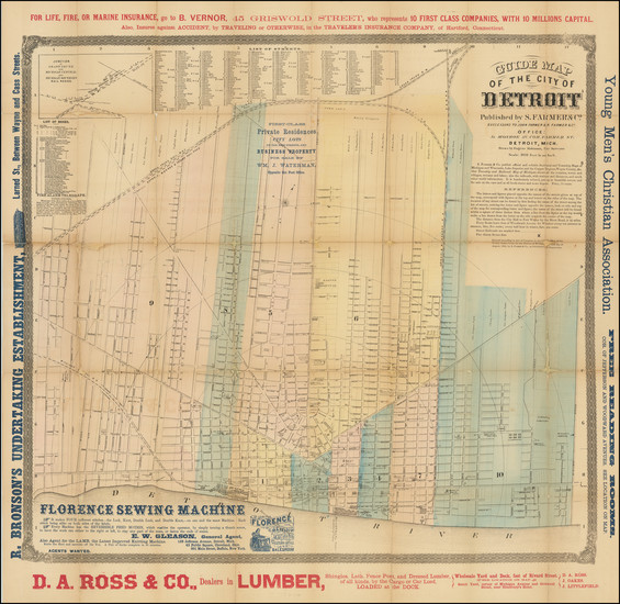 88-Michigan Map By Silas Farmer & Co.