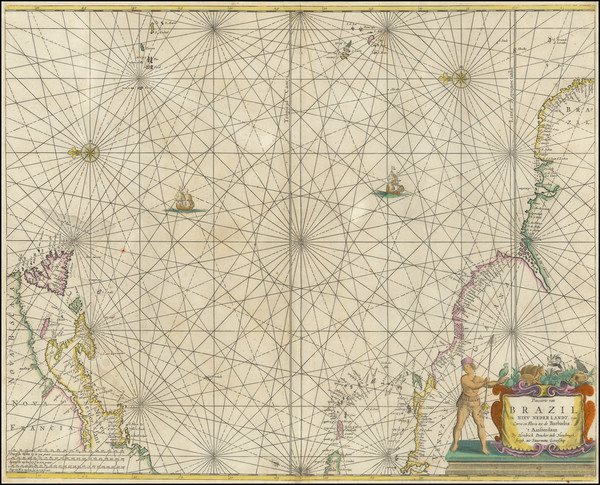 72-Atlantic Ocean, New England, South America and Canada Map By Hendrik Doncker