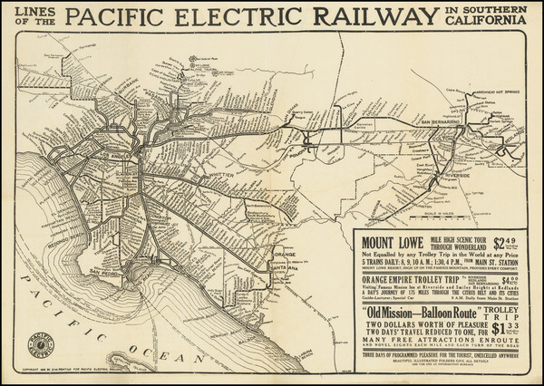 94-Los Angeles Map By D.W. Pontius / Pacific Electric Railway