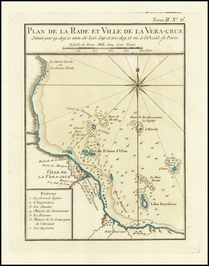 96-Mexico Map By Jacques Nicolas Bellin