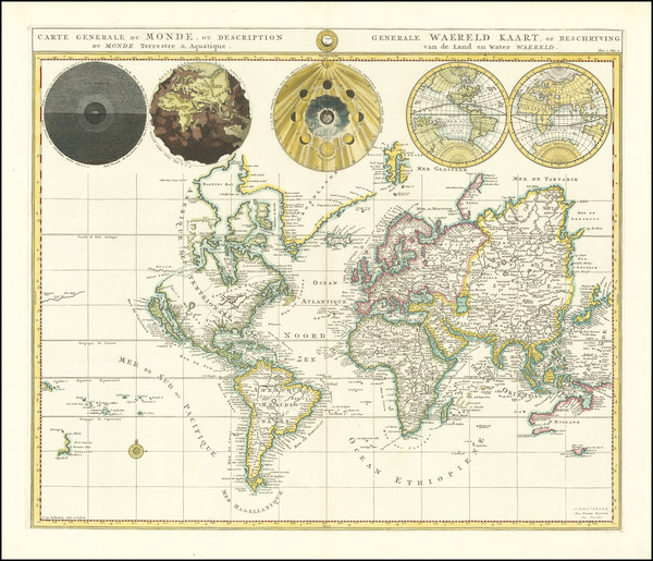 8-World and California as an Island Map By Johannes Covens  &  Cornelis Mortier