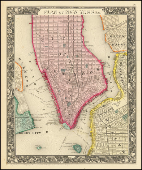 27-New York City Map By Samuel Augustus Mitchell Jr.