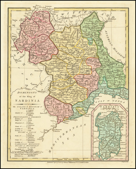 95-Northern Italy and Sardinia Map By Robert Wilkinson