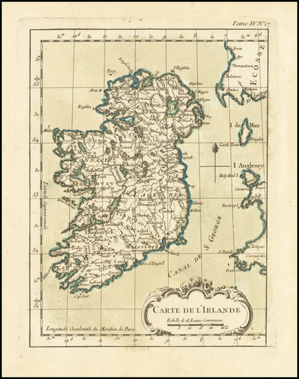 53-Ireland Map By Jacques Nicolas Bellin