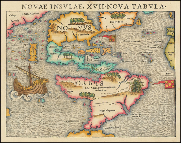 63-Western Hemisphere and America Map By Sebastian Munster