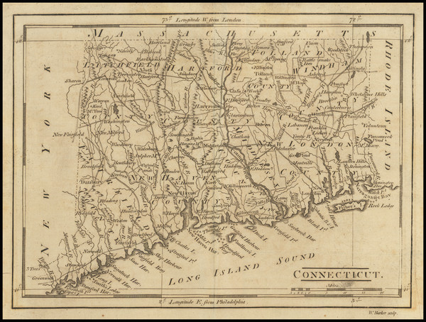 55-Connecticut Map By Mathew Carey