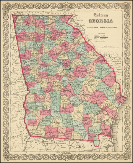 32-Georgia Map By Joseph Hutchins Colton