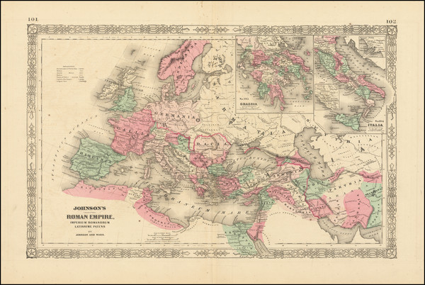 36-Europe, Italy and Mediterranean Map By Alvin Jewett Johnson  &  Benjamin P Ward