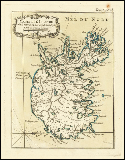 59-Iceland Map By Jacques Nicolas Bellin