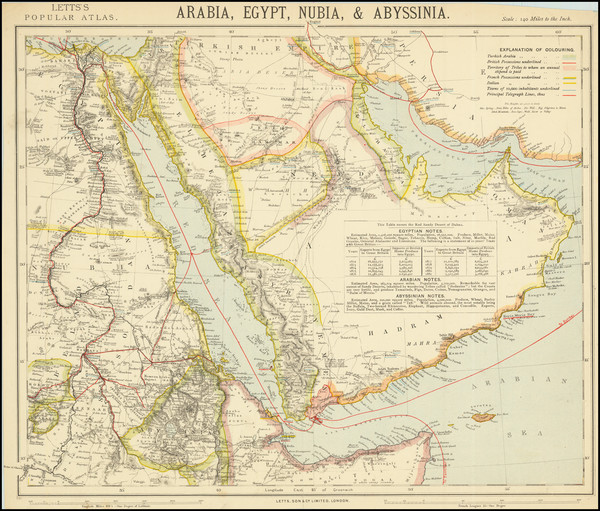 86-Middle East and Arabian Peninsula Map By Letts, Son & Co. Limited