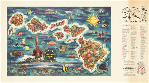 52-Hawaii, Hawaii and Pictorial Maps Map By Hawaiian Pineapple Company