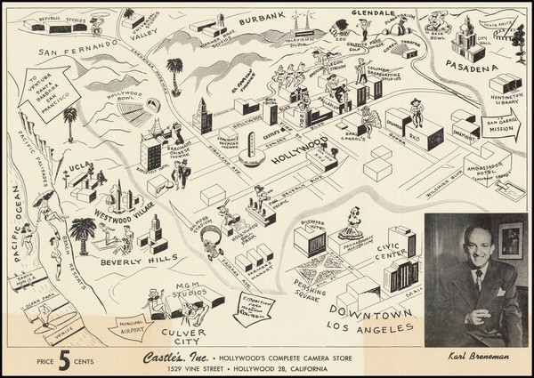 90-Pictorial Maps and Los Angeles Map By Anonymous