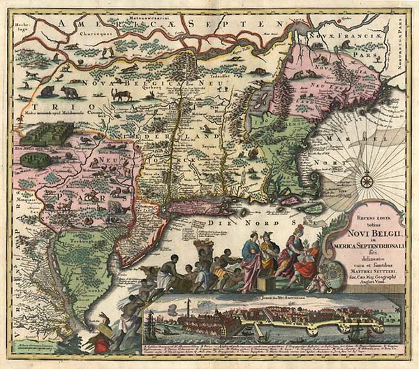 44-New England, Mid-Atlantic and Canada Map By Matthaus Seutter