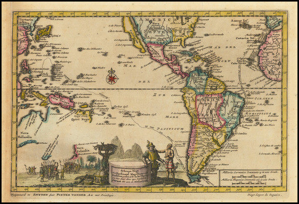 37-World, World, South America, Pacific and America Map By Pieter van der Aa