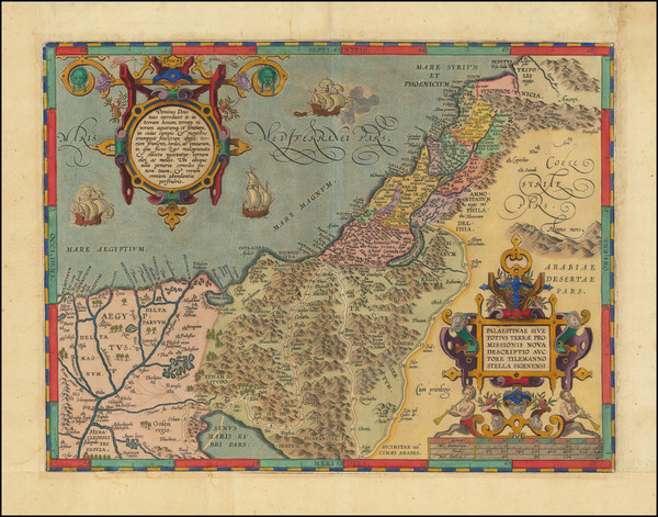 28-Holy Land Map By Abraham Ortelius