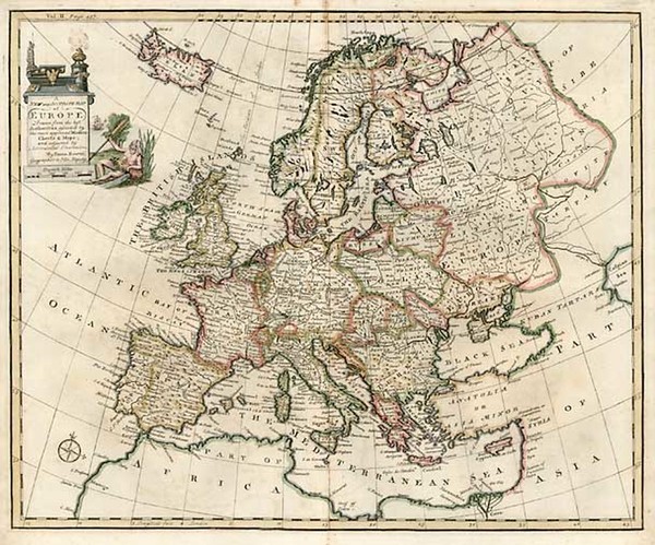 77-Europe and Europe Map By Emanuel Bowen