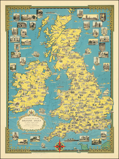 83-British Isles and Pictorial Maps Map By Ernest Dudley Chase