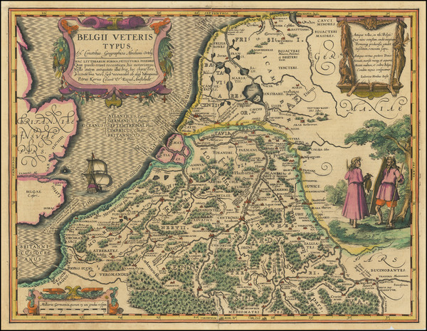 34-Netherlands, Belgium and Luxembourg Map By Petrus Kaerius