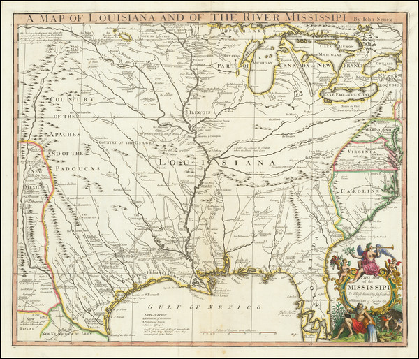 93-United States, South, Southeast, Texas, Midwest and Plains Map By John Senex