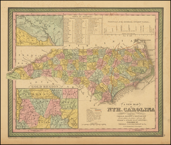 86-North Carolina Map By Thomas, Cowperthwait & Co.