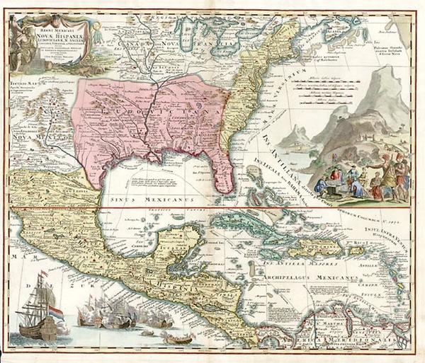 98-South, Southeast, Texas and Midwest Map By Johann Baptist Homann