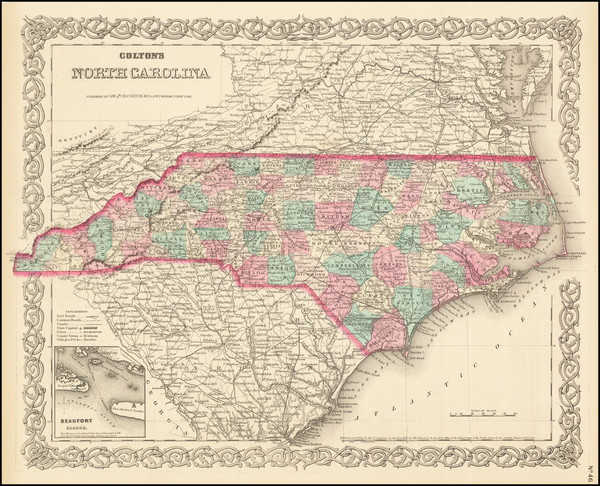 18-North Carolina Map By G.W.  & C.B. Colton