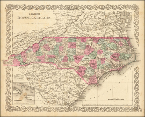 65-North Carolina Map By G.W.  & C.B. Colton