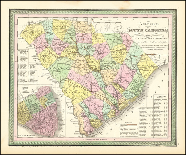 36-South Carolina Map By Thomas, Cowperthwait & Co.