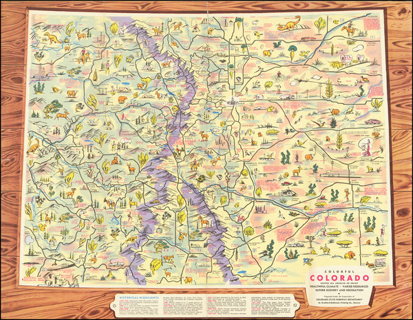50-Colorado, Colorado and Pictorial Maps Map By Colorado State Highway Department