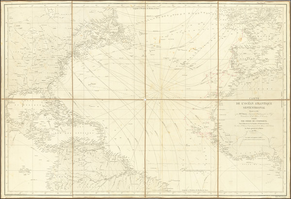 72-Atlantic Ocean, United States and Caribbean Map By Depot de la Marine