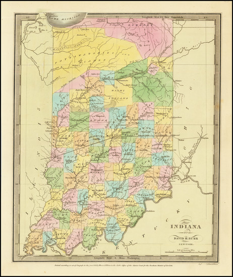 70-Indiana Map By David Hugh Burr