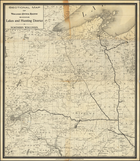 20-Wisconsin Map By Wisconsin Central Railway