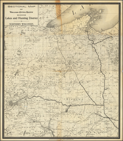 65-Wisconsin Map By Wisconsin Central Railway