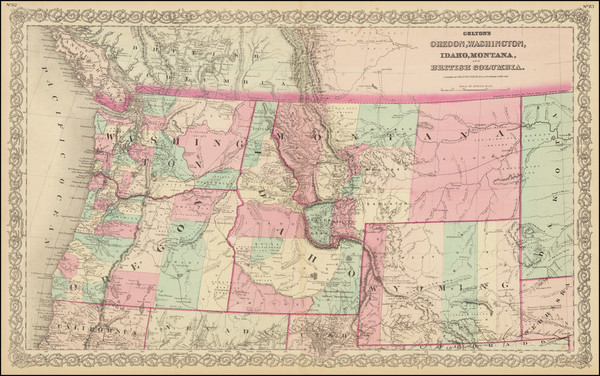 34-Rocky Mountains, Idaho, Montana, Wyoming, Oregon, Washington and British Columbia Map By Joseph