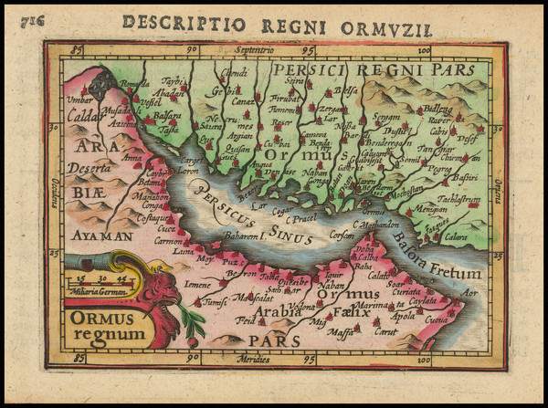 67-Middle East and Arabian Peninsula Map By Petrus Bertius