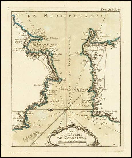 36-British Isles and Spain Map By Jacques Nicolas Bellin