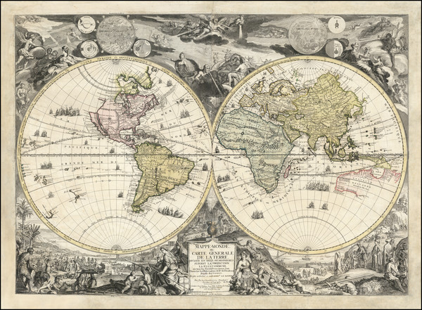 7-World and California as an Island Map By Nicolas de Fer